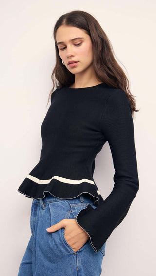 Top peplum - Emelie (Black/cream)