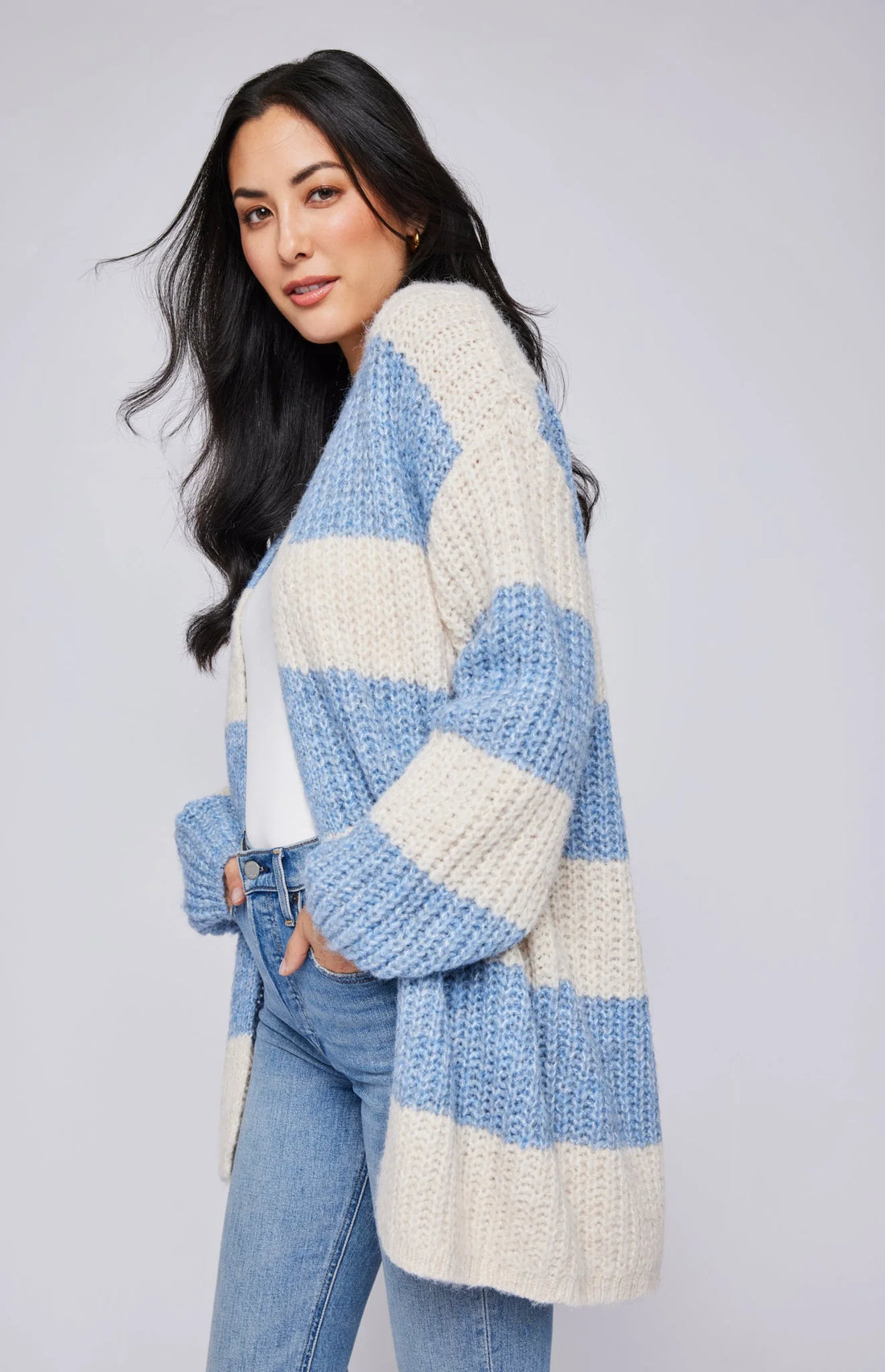 Cardigan - Enid (Sky stripe)