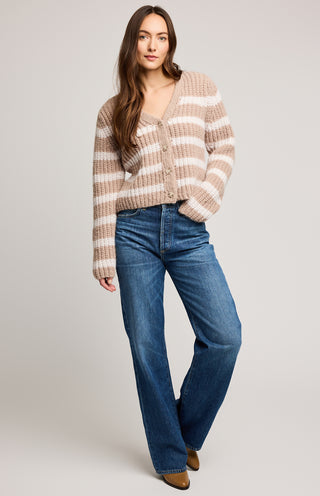 Cardigan - Melanie (Oat stripe)