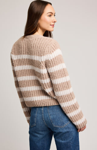 Cardigan - Melanie (Oat stripe)