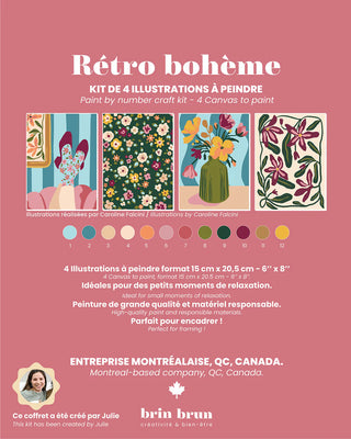 Coffret créatif, Kit de peintures à numéros - Ambiance rétro bohème