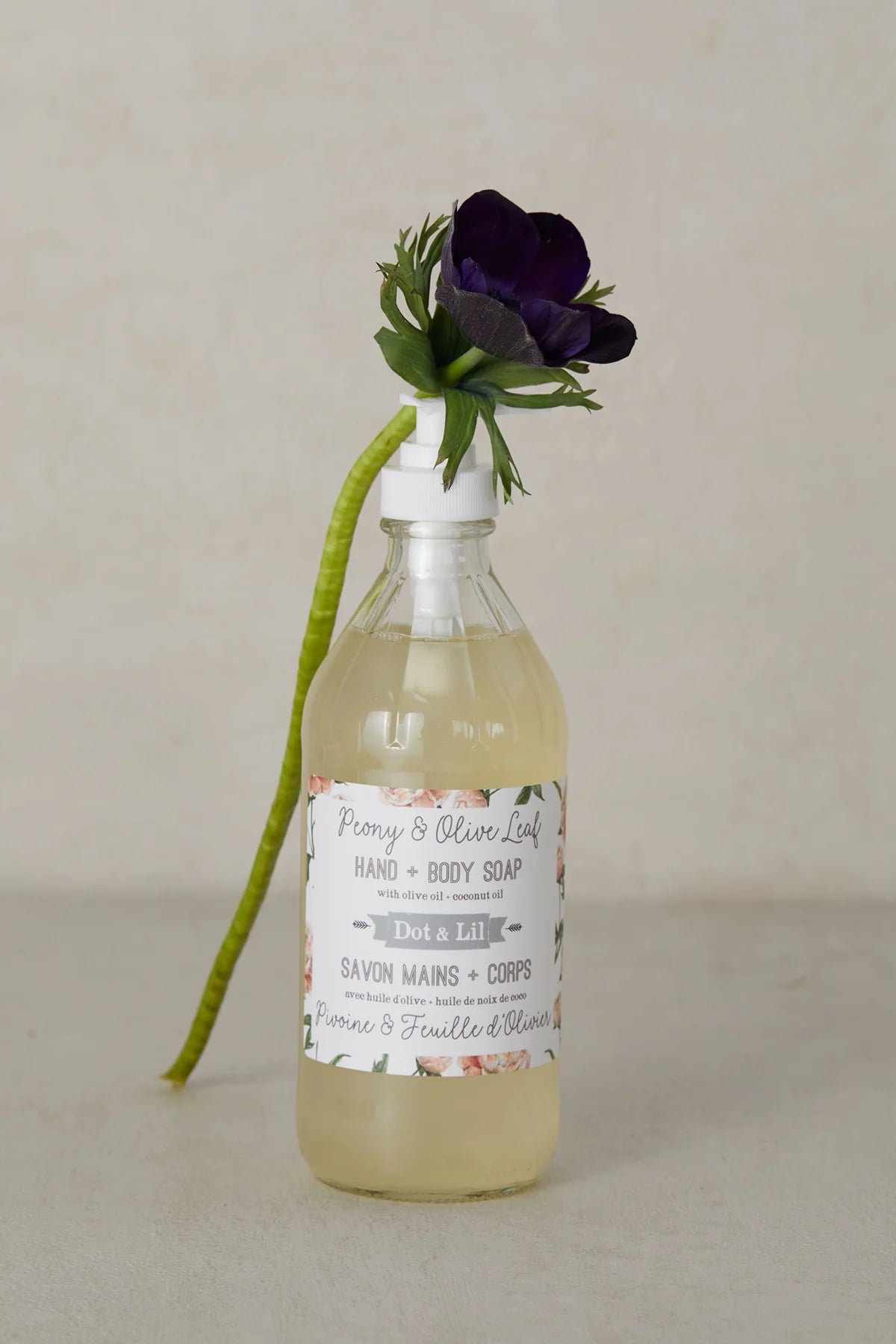 Liquid soap (hands and body) - Peony and olive leaf