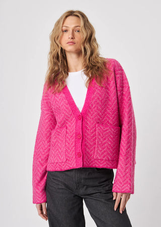 Cardigan - Ricky (Cerise Herringbone)