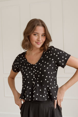 Blouse - Hazel (Black polka dot)