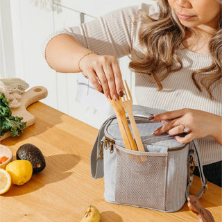 Petite boite à lunch - Pinstripe Heather Grey