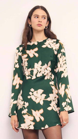 Robe - Vilma (Floral/forest green)