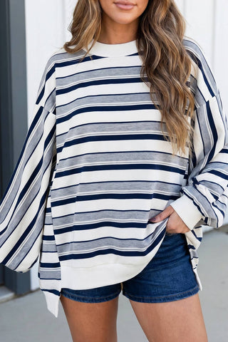 Sweat-shirt LAS à rayures, manches dolman