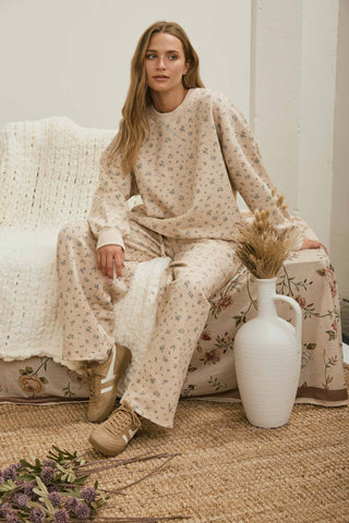 Sweat-shirt boxy à petit imprimé floral