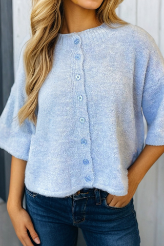 Gilet en maille à manches 3/4 avec boutons