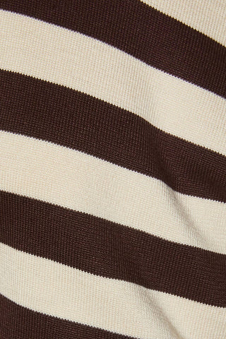 Haut pull à manches dolman et encolure bateau (Brun)