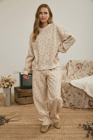 Sweat-shirt boxy à petit imprimé floral