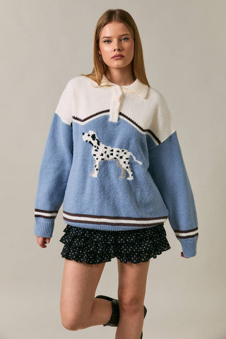Pull à col à manches longues avec imprimé dalmatien