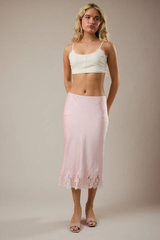 JUPE MIDI COUPE BIAIS AVEC DENTELLE