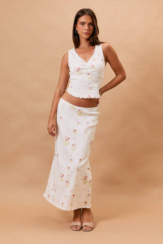 Jupe midi pointelle mi-haute