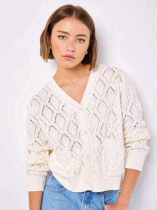 Cardigan - Pointelle knitted (Off white)