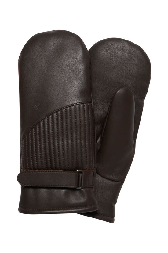 Leather mittens - Sany (coffee bean) 