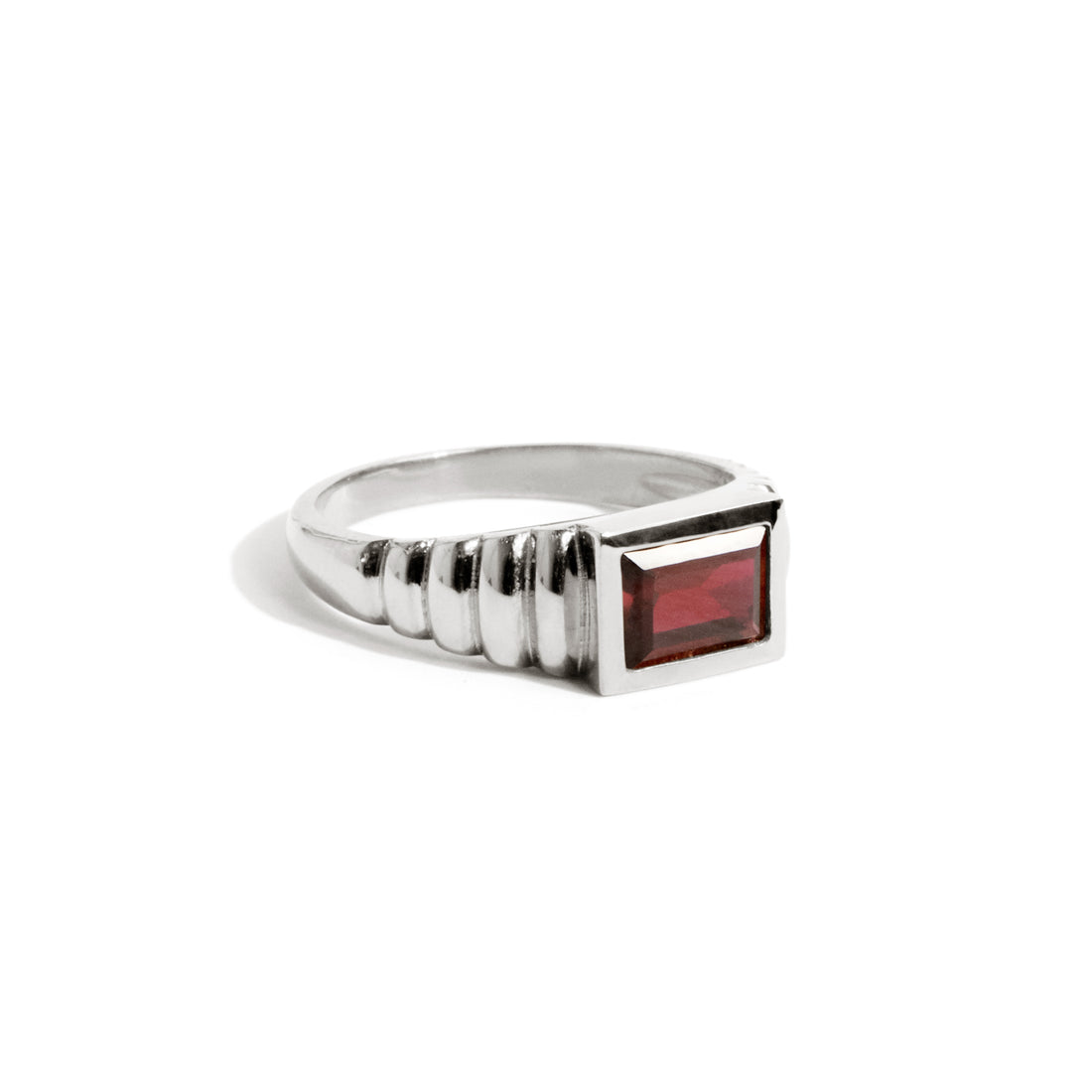 Ring - Art Deco Baguette (Silver/Red)