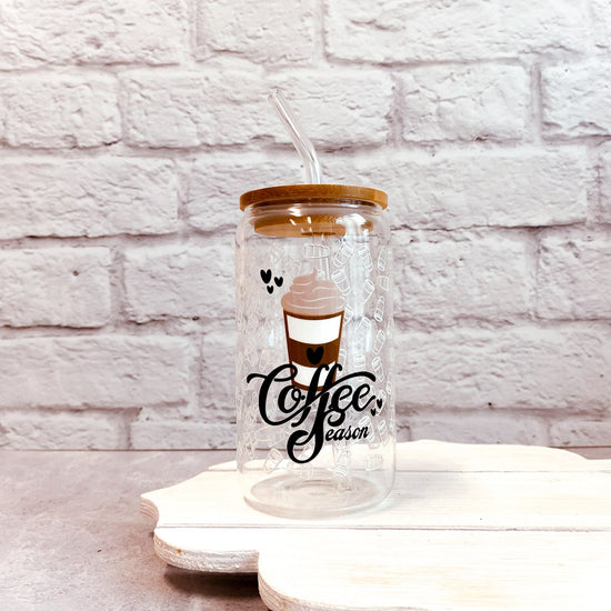 Verre en vitre et paille - Coffee season