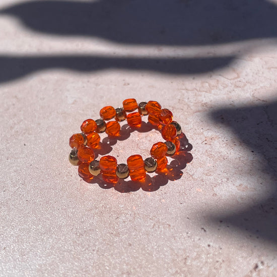 Bague  - Élastique 2 rangs orangé