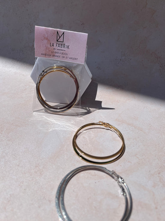 Customizable earring - bag of 2 large gold and silver rings